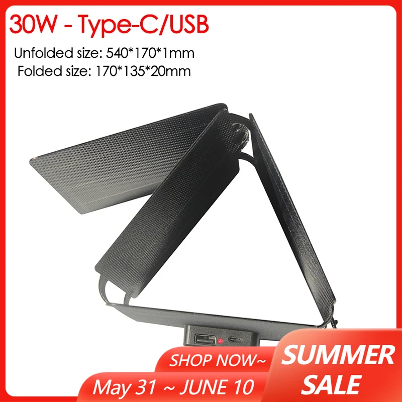 Folding Solar Panel - 30W 60W Foldable Solar Panel Battery