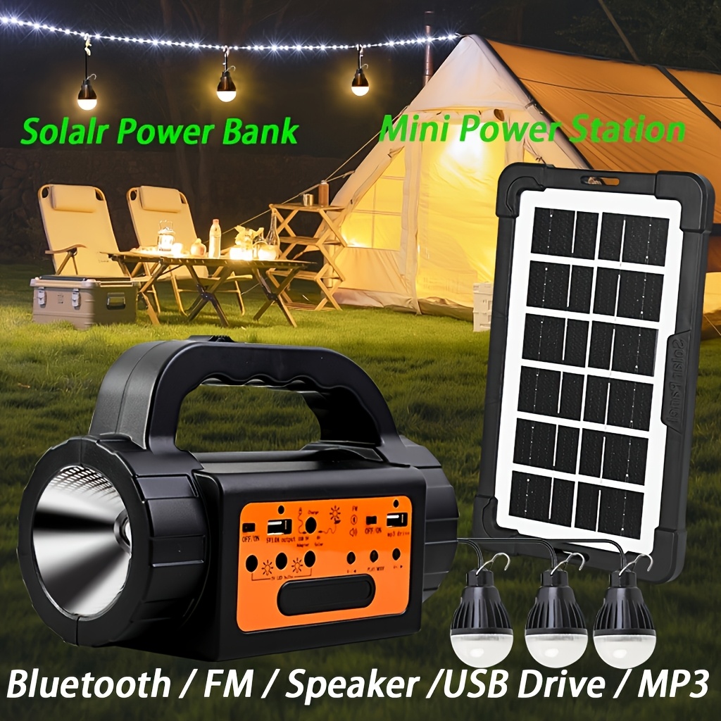 Portable Power Station - Solar Rechargeable Camping Lights Outdoor, Powered