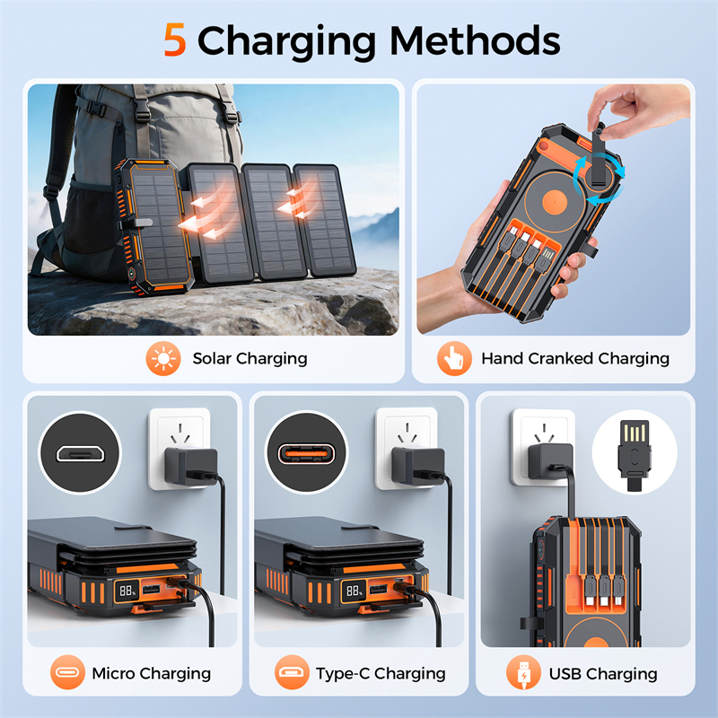 20000mAh Hand Crank Solar Powe - Folding Solar Panel recensione e prezzo