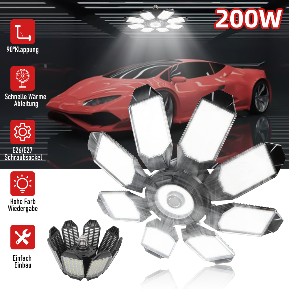 200W Powerful Garage Light LED - Folding Solar Panel recensione e prezzo